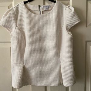Liz Claiborne White Quilted Peplum Cap Sleeve Top Womens XL
